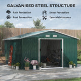 Steel Sliding Door Storage Shed 12.5 x 11.1ft - Green