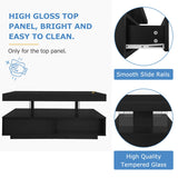 High Gloss Coffee Table with LED Lights - Modern Black Storage Centre Table