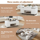 White Lift Top Coffee Table with Storage - Modern Living Room Coffee Table with Hidden Storage Compartment