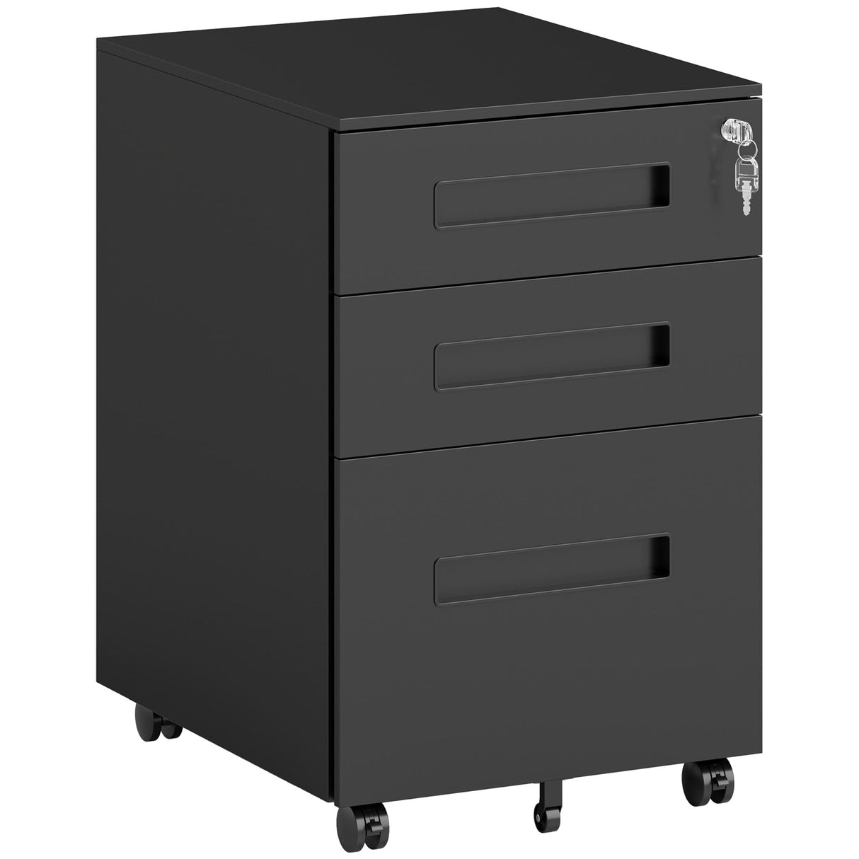Vinsetto Three-Drawer Filing Cabinet - Steel, Black