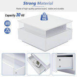 LED Coffee Table with Storage - Square Design, 2 Sliding Drawers, White