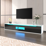 TV cabinet, high-gloss, white and black, with color-changing LED lights