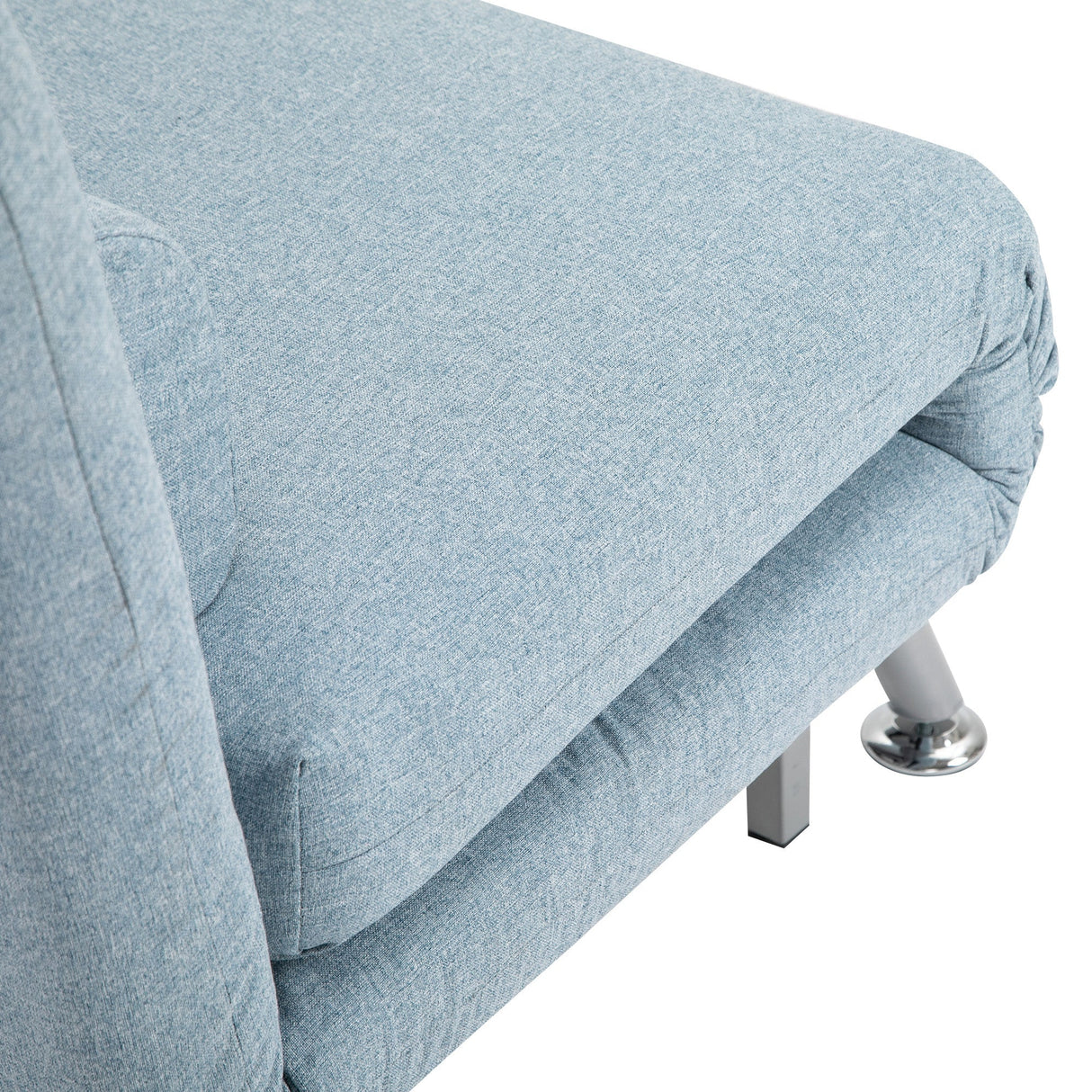 Linen Chair Bed, 3-in-1 Convertible Sleeper Chair with Adjustable Backrest, Sky Blue