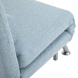 Linen Chair Bed, 3-in-1 Convertible Sleeper Chair with Adjustable Backrest, Sky Blue