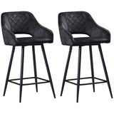 Velvet-Feel Bar Stools - Set of Two, Grey