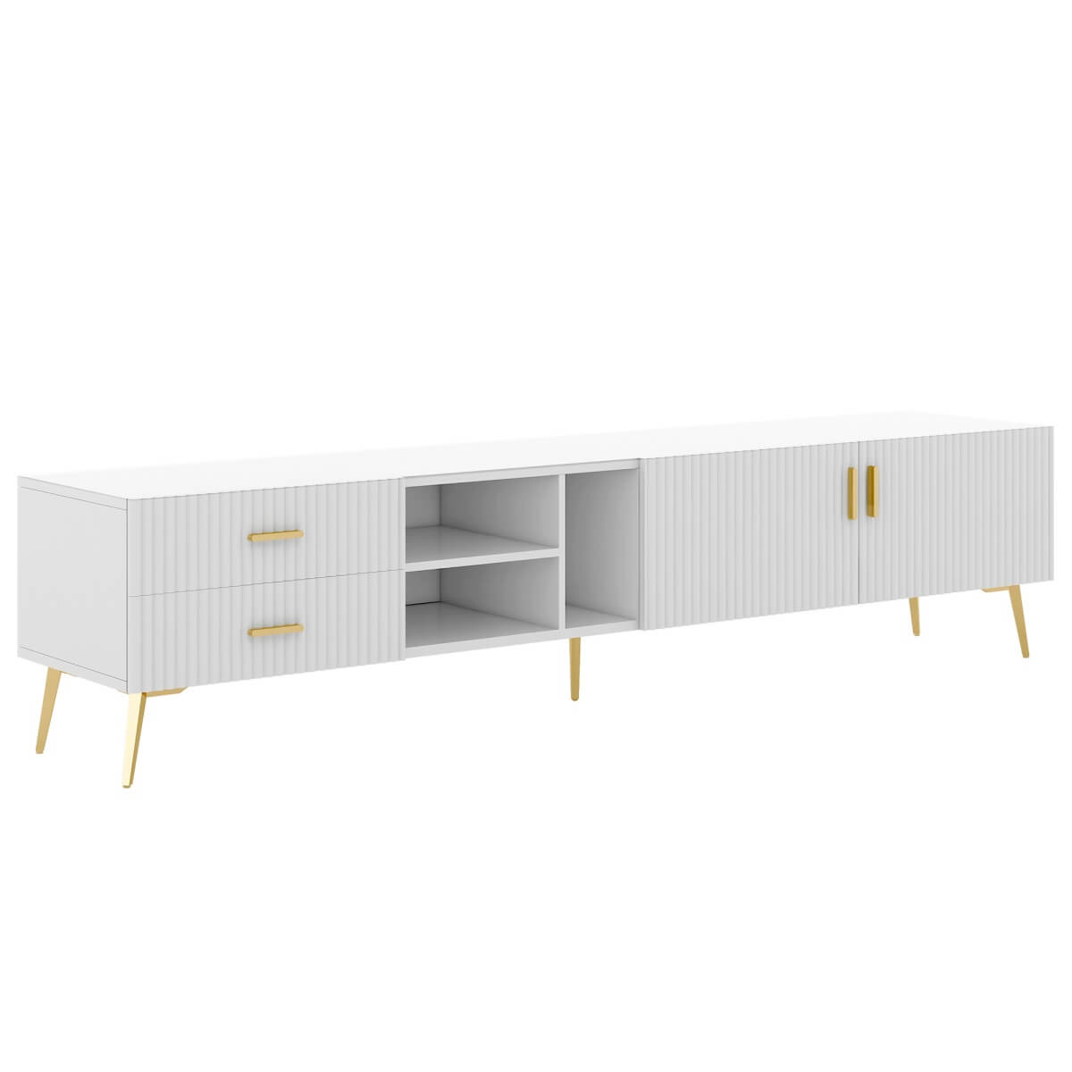Modern White TV Stand for 75 Inch TV - TV Cabinet, Lowboard Media Console & Entertainment Center