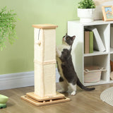 Cat Scratching Post 3-in-1, 67cm w/ Track Ball Toy, Oak Tone
