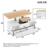Lift-Top Coffee Table with Storage & Wheels - Extendable Dual Platform Living Room Centre Table