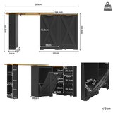 360° Rotating Kitchen Island Cabinet — Swivel Storage Sideboard with Shelves, Black