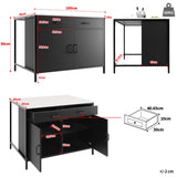 Standing Desk Bar Table - Modern Marble Effect Counter Height Table for Kitchen & Dining Room, Black