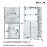 Hallway Storage Unit with Coat Rack - Shoe Cabinet with 6 Flip Drawers, 8 Hooks & 5 Shelves, White