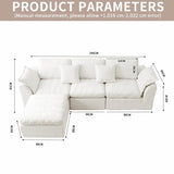 246cm Modular Cloud Sofa with Movable Ottoman - 4 Seater Deep Seat L-Shaped Sofa for Living Room, Bedroom or Apartment