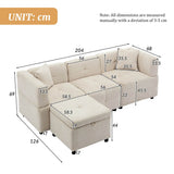 L-Shaped Corner Sofa - 80" Fabric Sectional Sofa with Removable Storage Ottoman & 2 Cushions, Beige