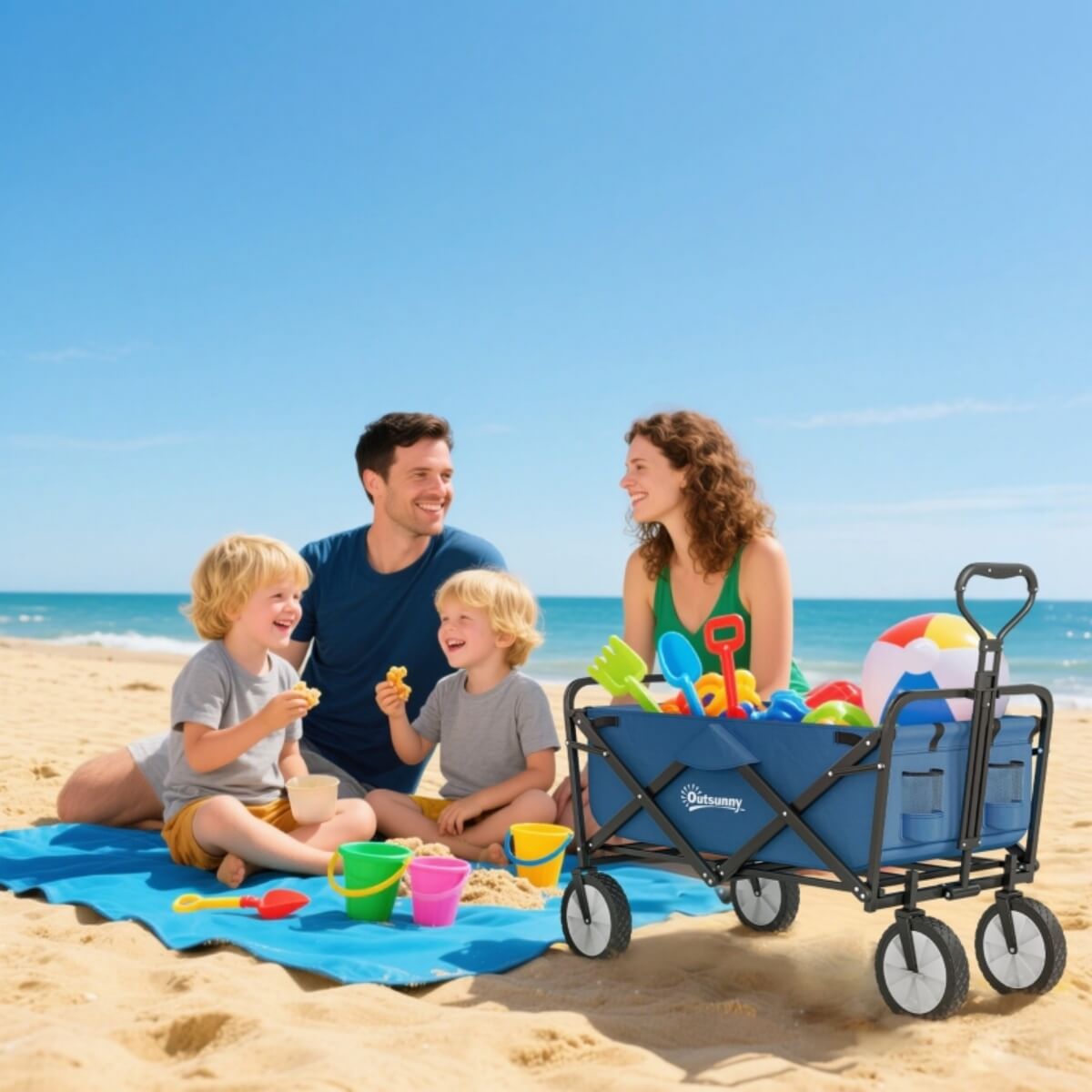 90L Folding Festival Trolley – Adjustable Handle, Portable Camping & Outdoor Cart