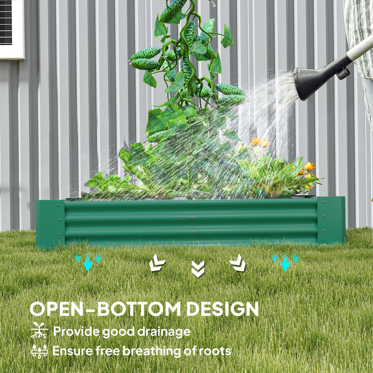 Open Planter, 180 x 90cm Galvanised Steel - Green