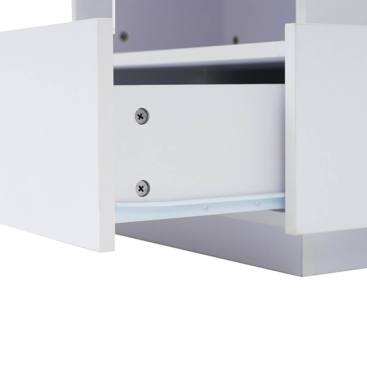 LED Coffee Table with Storage - Square Design, 2 Sliding Drawers, White