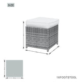 8 Seater Aluminium Rattan Dining Set – Outdoor Garden Table with 4 Chairs and 4 Footstools