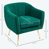 Velvet-Feel Accent Chair with Shell Back - Green