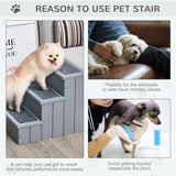 Dog Steps Pet Stairs, 3 Step Wooden with Storage, Grey