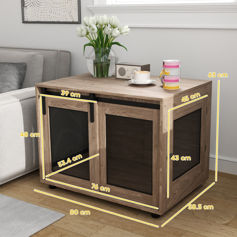 Dog Crate Furniture, Sliding Door for Medium Dogs, Brown