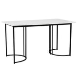 140 × 80 cm Modern Dining Table - Rectangular Marble Effect Table with Metal Frame