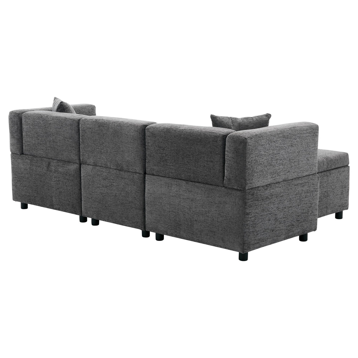 80" Sectional Sofa Couch with Removable Storage Ottoman, L-Shaped, Fabric, Grey