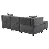 80" Sectional Sofa Couch with Removable Storage Ottoman, L-Shaped, Fabric, Grey