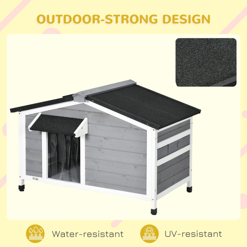Dog Kennel for Outside, Medium Dogs, Grey Wood