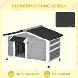 Dog Kennel for Outside, Medium Dogs, Grey Wood