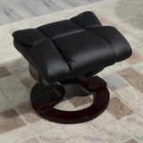 360?? Swivel Recliner Chair with Footstool, Manual Recliner Armchair, Black PU Leather
