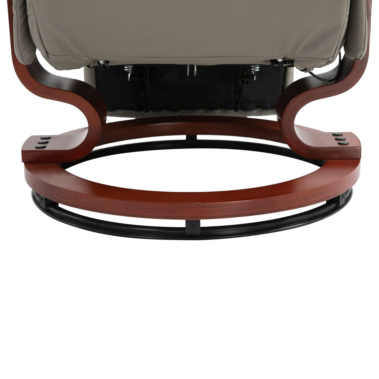 360?? Swivel Recliner Chair with Footstool, Manual Recliner Armchair, Faux Leather, Grey