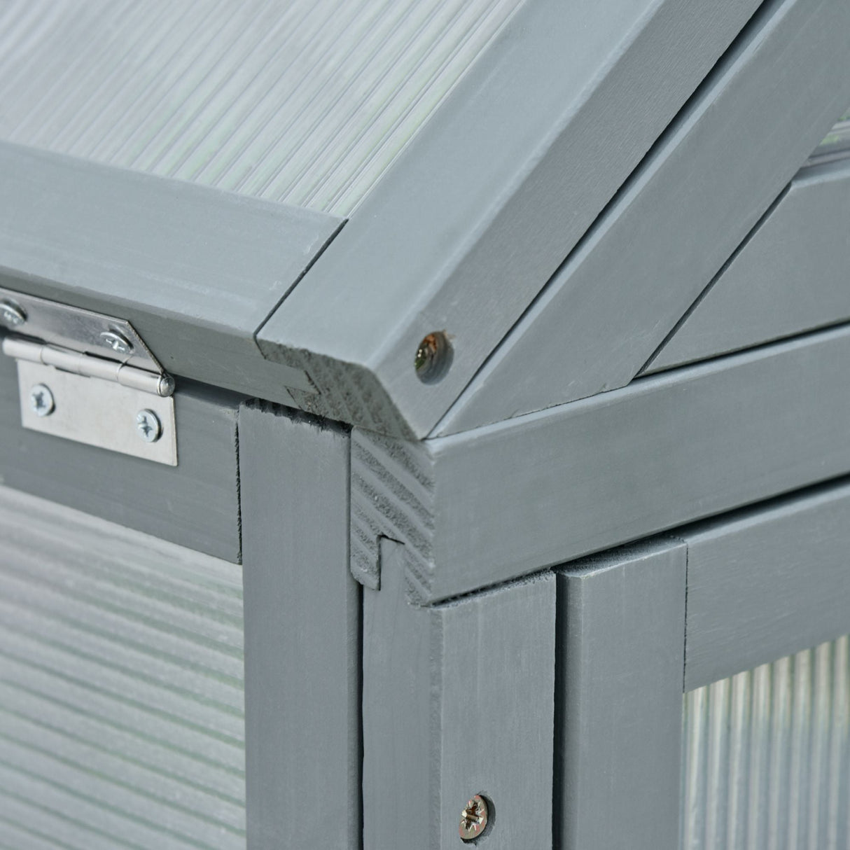 Garden Cold Frame Polycarbonate Greenhouse with Adjustable Shelves, Double Doors, Openable Top, Grey