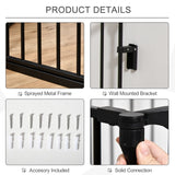 Pet Playpen Metal Fence with Walk Through Door - Black