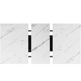 Extendable Dining Table 120-160cm - White Marble Effect Top, Black Cross Legs