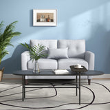 2 Seater Sofa, 140cm Tufted Love Seat with Wooden Legs, Light Grey Fabric