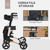 4 Wheel Rollator, Folding Mobility Walker with Seat and Brakes, Lightweight Aluminium, Gold Tone