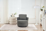Teddy Swivel Armchair: Back Cushion Pillow, Thick Foam Pad, Medium Grey