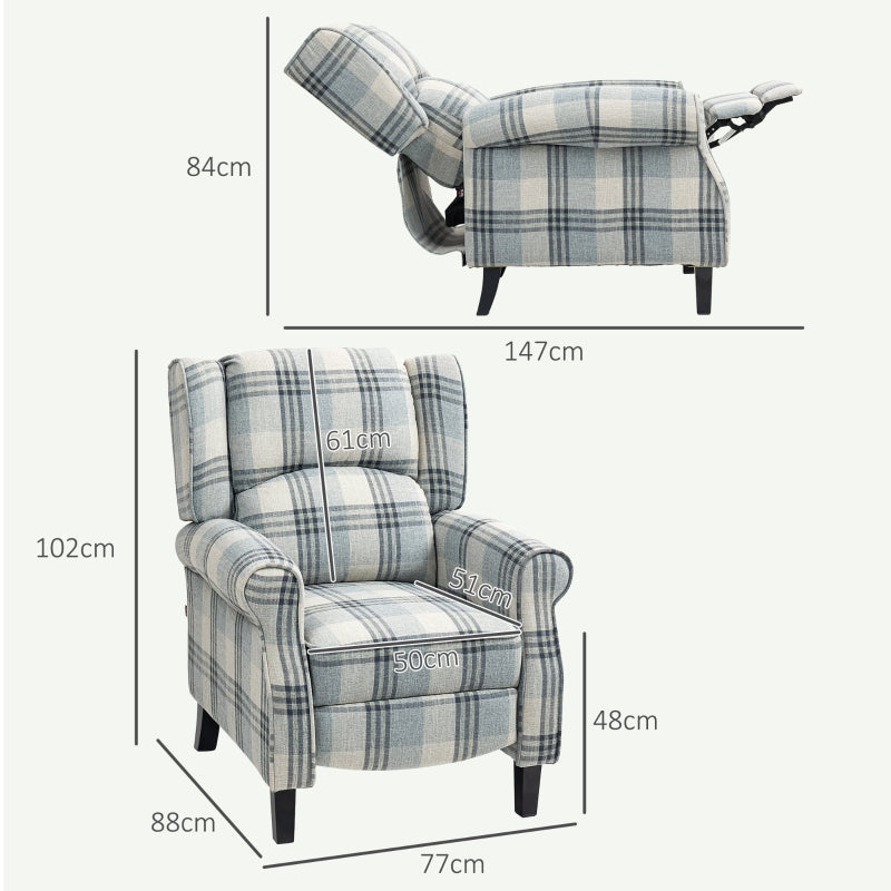 Reclining Armchair, 160?? with Footrest - Grey
