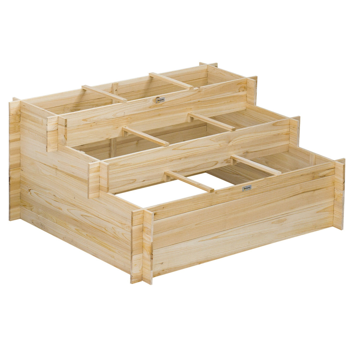 3 Tier Raised Garden Bed 376L Elevated Planter with 9 Grow Grids Fir Wood
