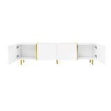 High-Gloss White TV Cabinet – Modern 4-Door TV Stand for Living Room