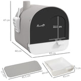 Hooded Cat Litter Box with Lid, Scoop, Filter, Flap Door, Light Grey