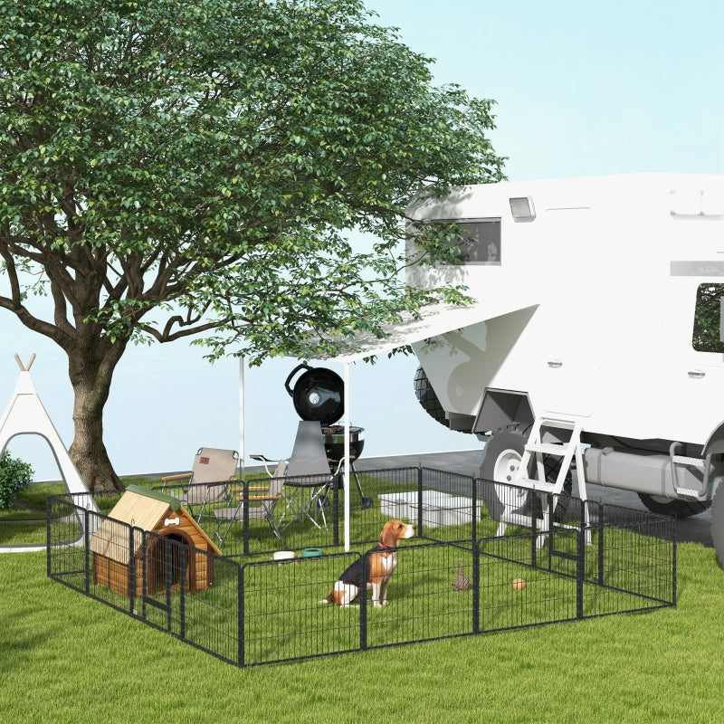 Puppy Playpen 16 Panels Heavy Duty, Small Dogs Indoor Outdoor - Grey