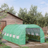 Polytunnel Greenhouse Walk-in Grow House Tent, Roll-up Sidewalls, Zipped Door, 12 Windows, 6x3x2m, Green