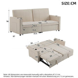 King Size Pull Out Sofa Bed - Convertible Fabric Sofa with Cup Holders and Side Pockets