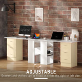 Computer Desk with Storage – Writing Desk with Drawers & Shelves for Home Office