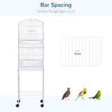 Bird Cage with Stand Wheels Slide-out Tray Storage Shelf, White