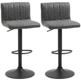 Adjustable Barstools Set of 2, Swivel Counter Bar Chairs with Footrest and Gas Lift, Grey PU Leather