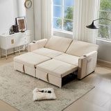 King Size Pull Out Sofa Bed - Convertible Fabric Sofa with Cup Holders and Side Pockets