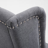 Recliner Armchair, Wingback with Footrest, Grey