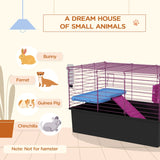 Small Animal Cage, Pet Playhouse with Platform and Ramp, 71 x 46 x 47cm